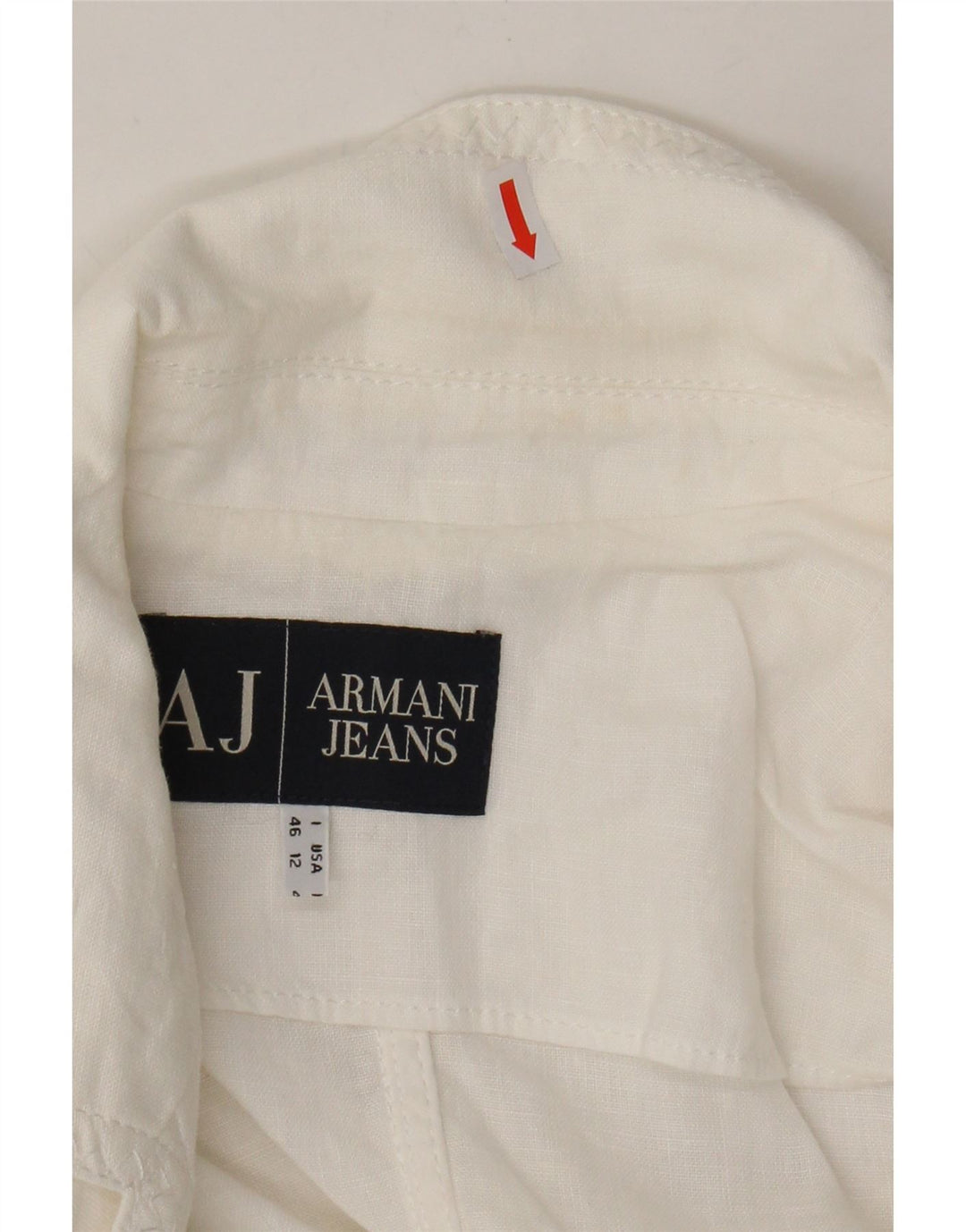 ARMANI JEANS Womens 3 Button Blazer Jacket UK 16 Large White Linen Vintage Armani Jeans and Second-Hand Armani Jeans from Messina Hembry 