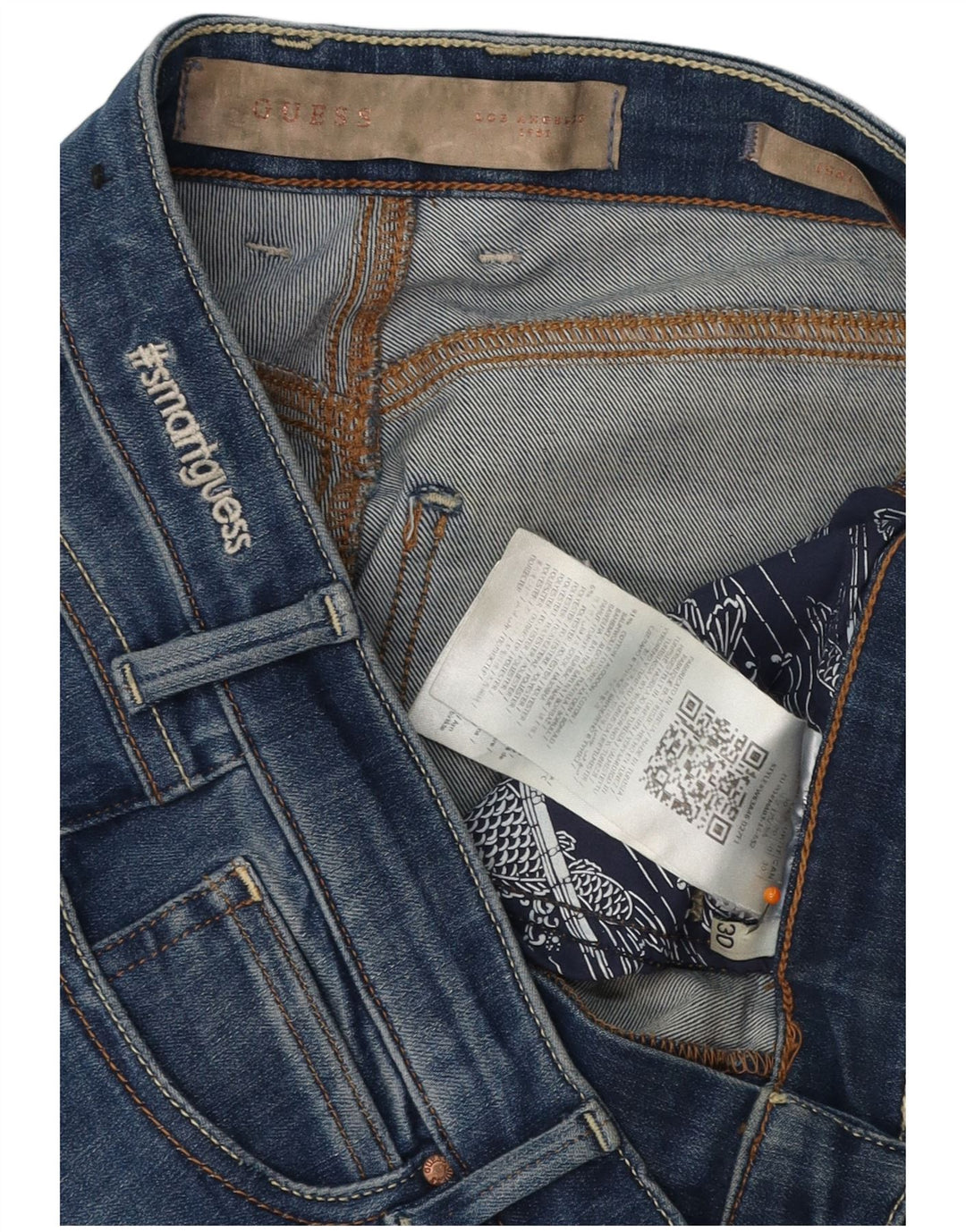 GUESS Distressed Skinny Jeans til kvinder W30 L32 blå bomuld