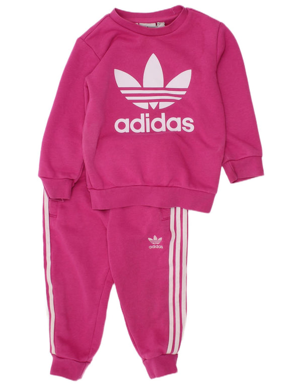 Adidas Baby Girls Grafisk hel træningsdragt 18-24 måneder Pink Bomuld