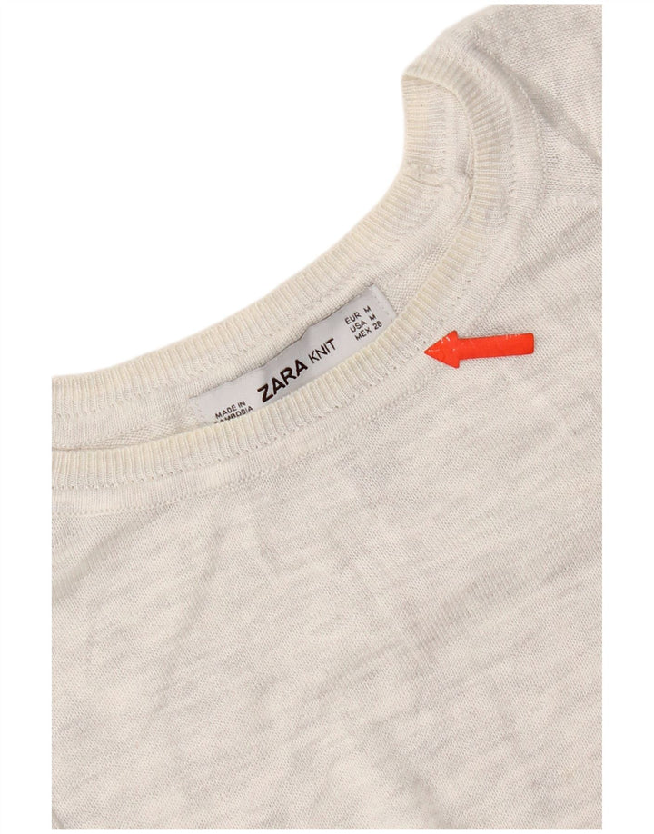 Zara Dame Boat Neck Jumper Sweater UK 14 Medium Grey