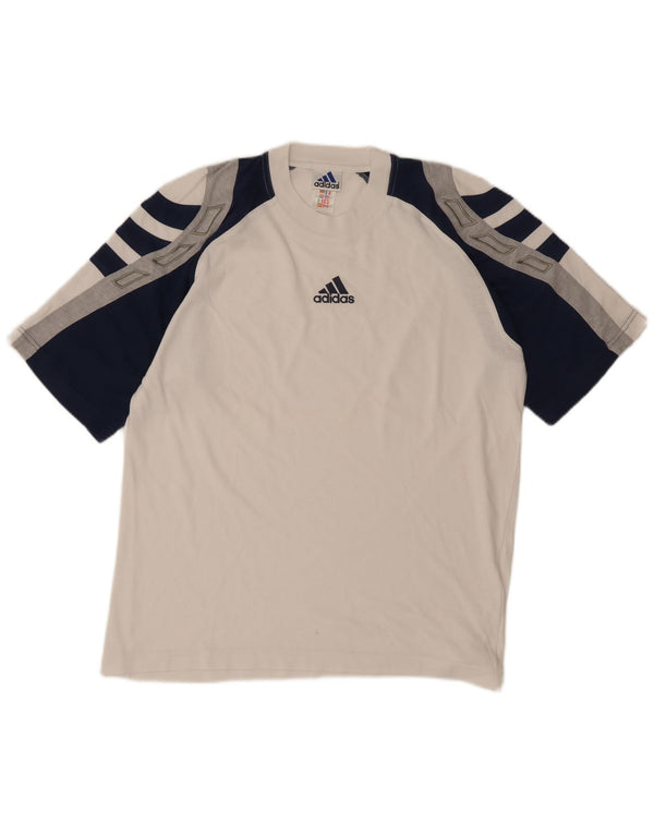 Adidas Herre T-Shirt Top UK 40/42 Medium White Colourblock Bomuld