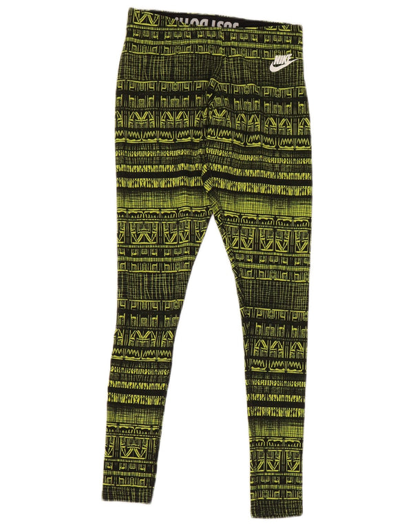 Nike kvinders abstrakt mønster Leggings UK 6 XS gul bomuld