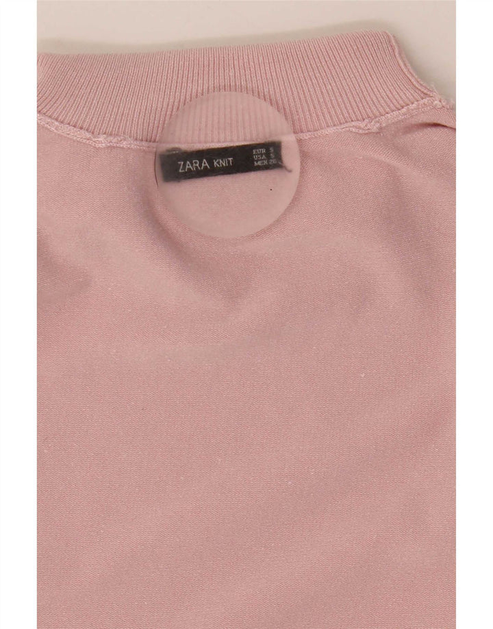 Zara Dame Roll Neck Jumper Sweater UK 10 Small Pink Viscose