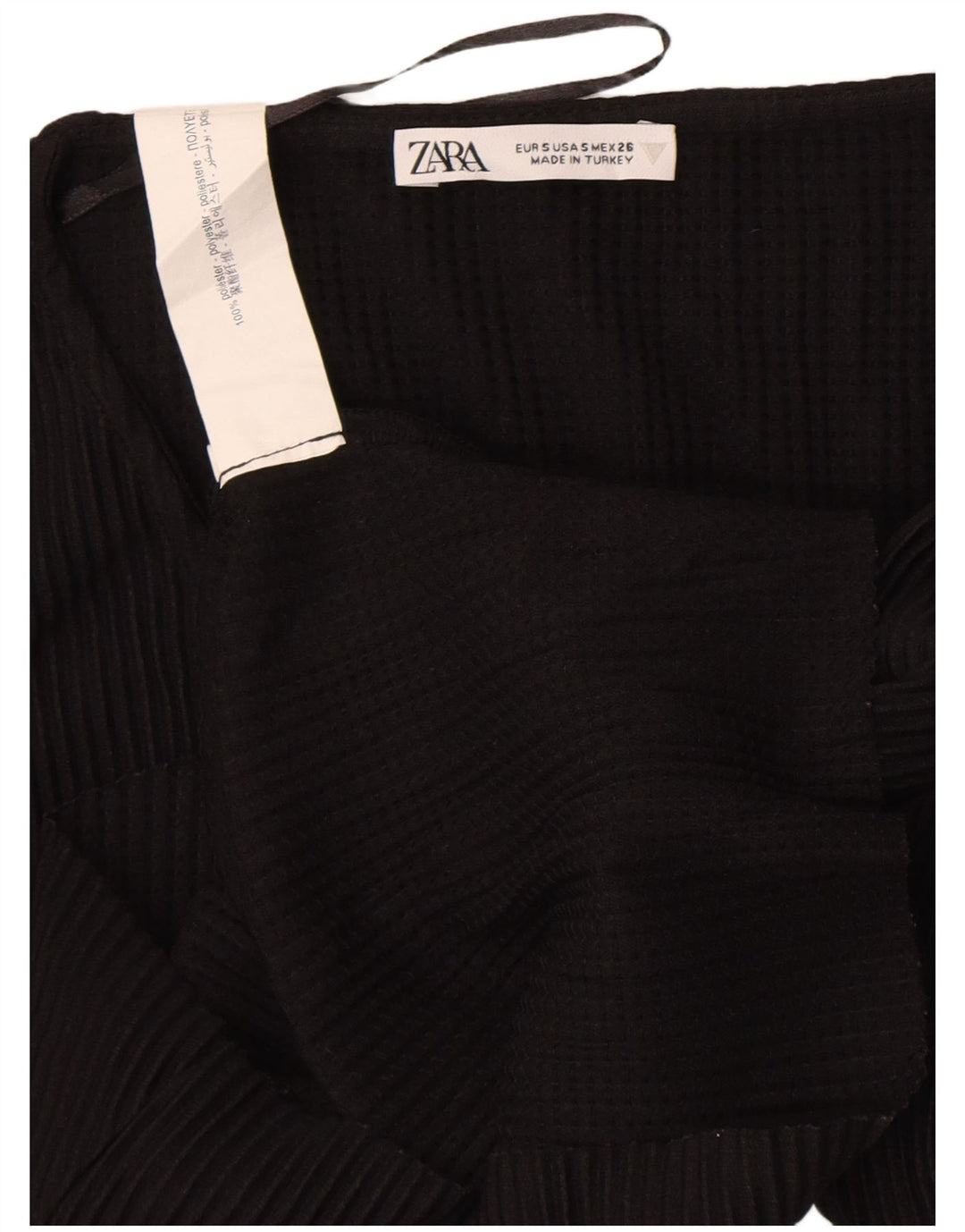 Zara Womens Crop Bluse Top UK 8 Small Black Polyester