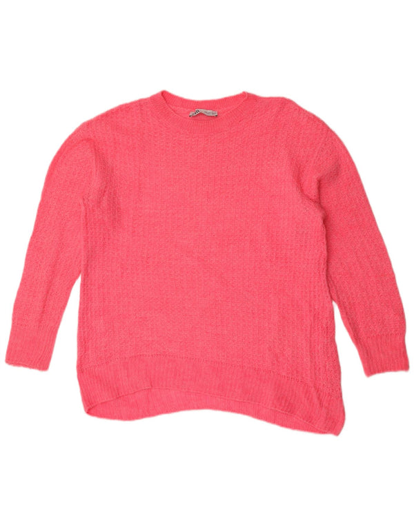 Zara Dame Oversized Boat Neck Jumper Sweater UK 10 Small Pink