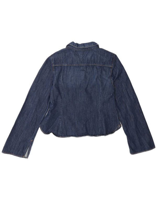 Zara Dame Denim Shirt UK 18 XL Navy Blue Bomuld