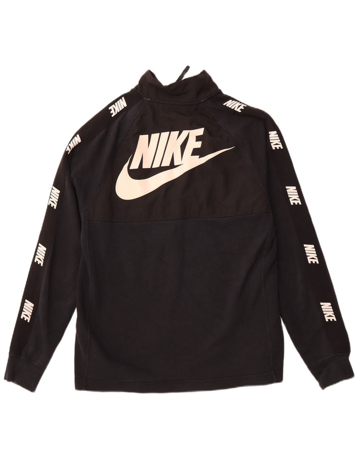 NIKE Sweatshirt med lynlås til mænd, lille, sort bomuld