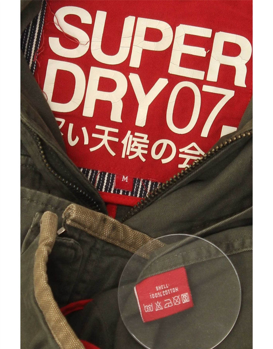 Superdry Herre Grafisk Utility Jacket UK 38 Medium Khaki Cotton