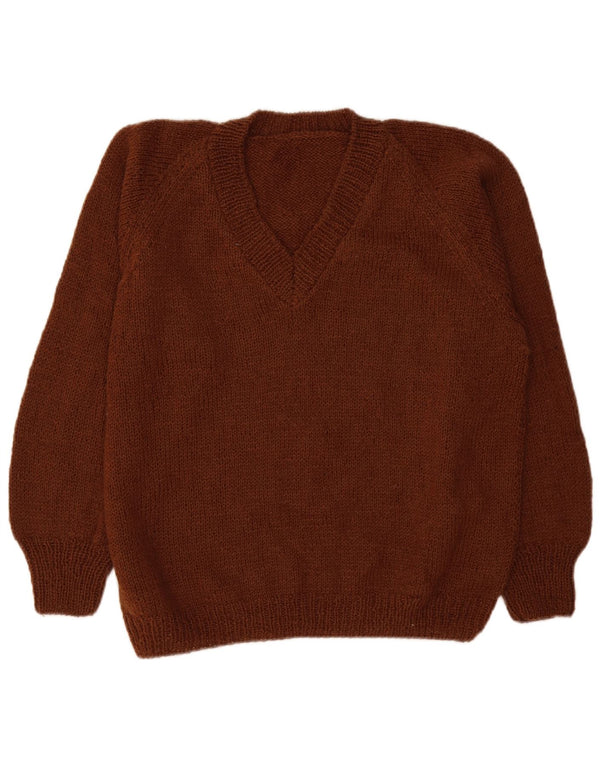 Vintage Dame V-hals sweater UK 18 XL Brun