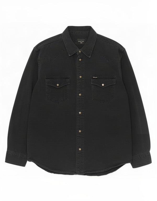 Wrangler Herre Denim Shirt XL Sort Bomuld