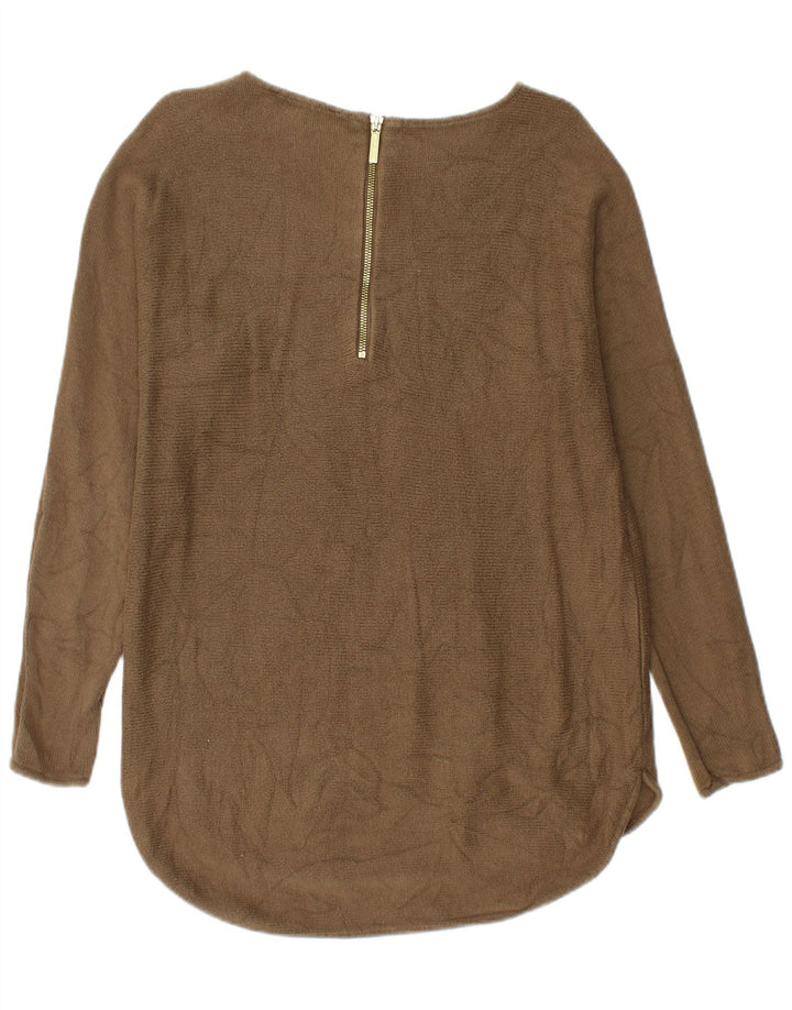 Michael Kors Dame Longline Boat Neck Jumper Sweater UK 14 Medium Khaki