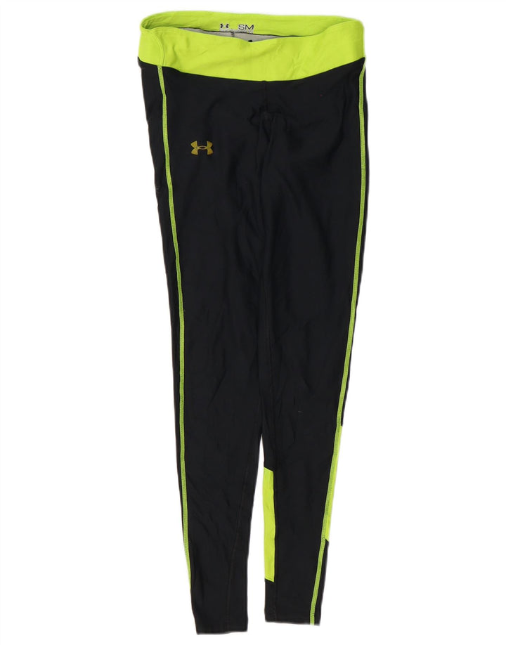 Under Armour Womens Leggings UK 8 Small Black Colourblock Polyester