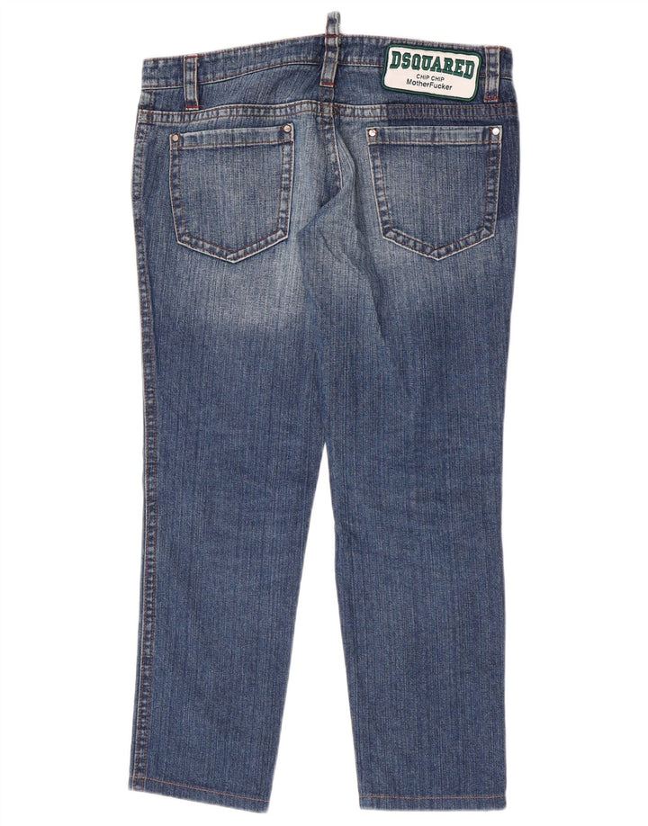 Dsquared2 Dame Canada Distressed Straight Jeans IT 50 XL W34 L28 Blå