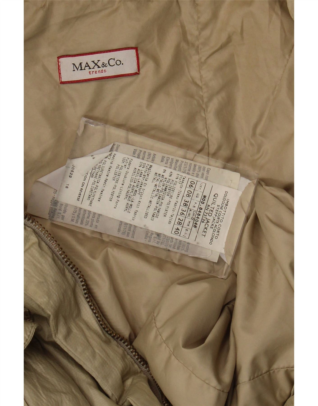 Max & Co. Polstret jakke til kvinder UK 8 Lille beige polyester