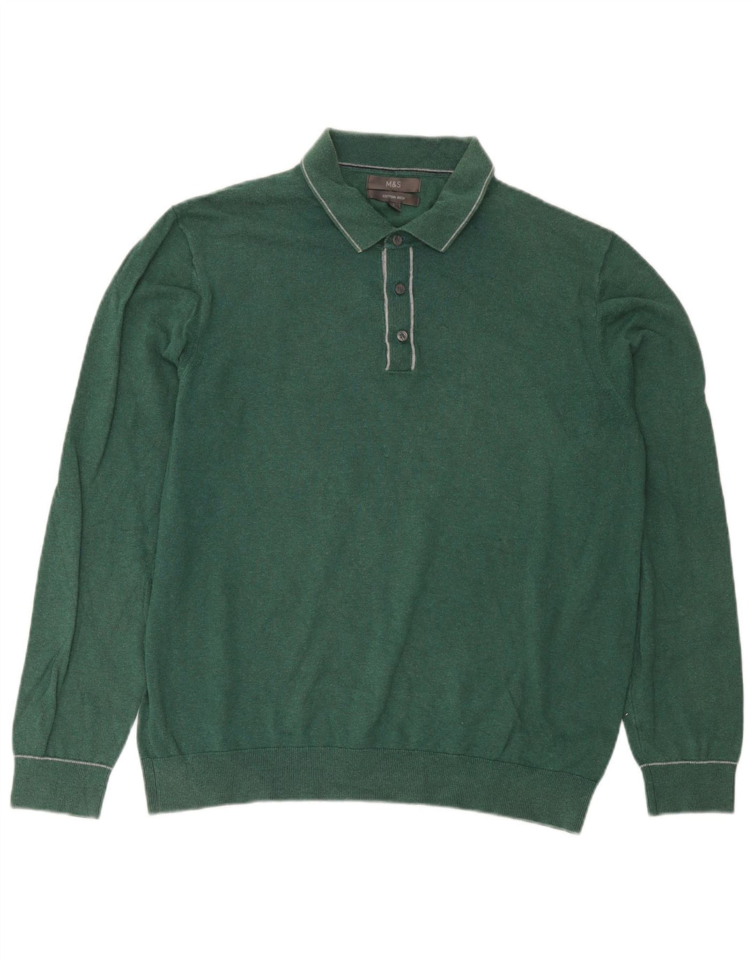 Marks & Spencer Herre Polo Neck Jumper Sweater Stor Grøn Bomuld