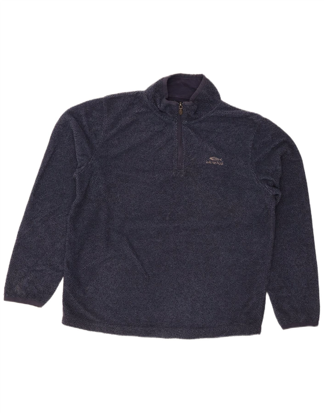WEIRD FISH Herre Zip Neck Sweatshirt Jumper Large Navy Blue Polyester