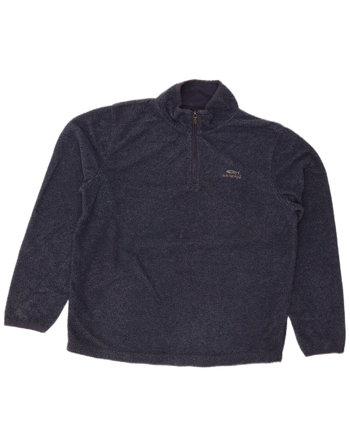 WEIRD FISH Herre Zip Neck Sweatshirt Jumper Large Navy Blue Polyester