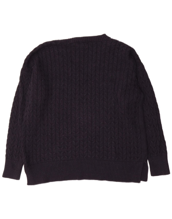 Besætningstøj Dame Oversized V-hals sweater UK 16 Large Navy Blue