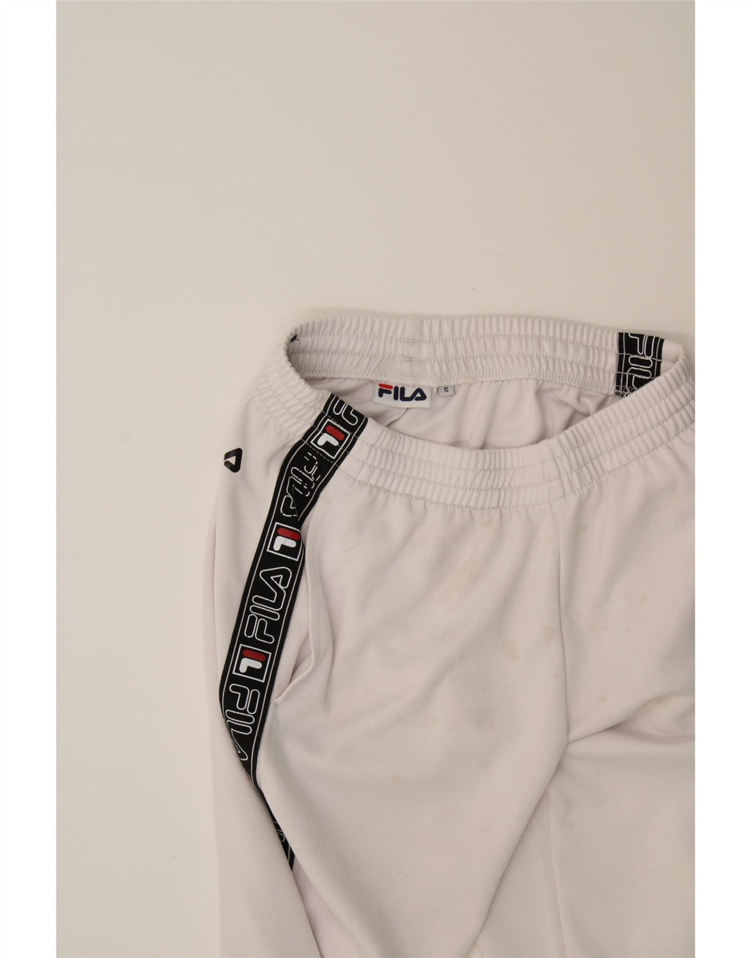 FILA Womens Graphic Tracksuit Trousers UK 10 Small  White Colourblock Vintage Fila and Second-Hand Fila from Messina Hembry 