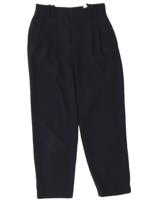 Zara Womens Loose Fit Cropped Trousers Small W26 L24 Navy Blue Polyester