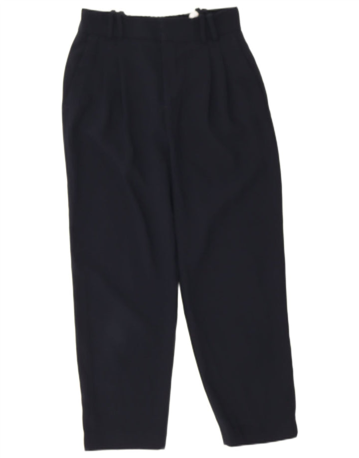 Zara Womens Loose Fit Cropped Trousers Small W26 L24 Navy Blue Polyester