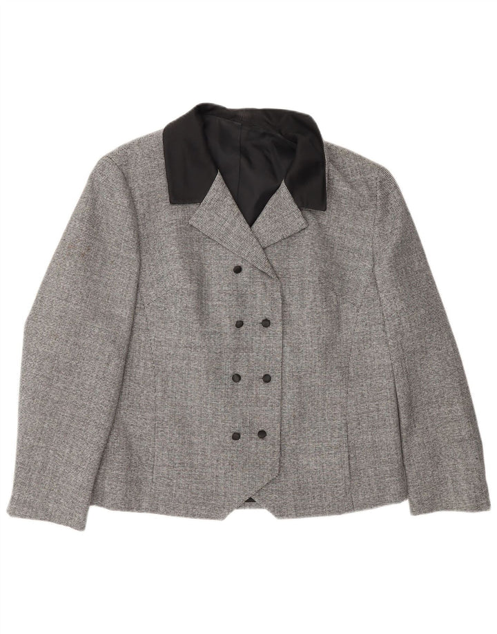 Erle ZF Dame Dobbeltradet Blazer Jacket UK 16 Large Grey Houndstooth
