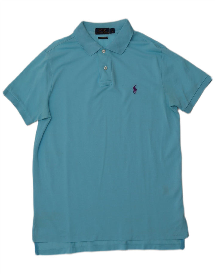 POLO RALPH LAUREN Herre Custom Fit Polo Shirt Stor Blå Bomuld