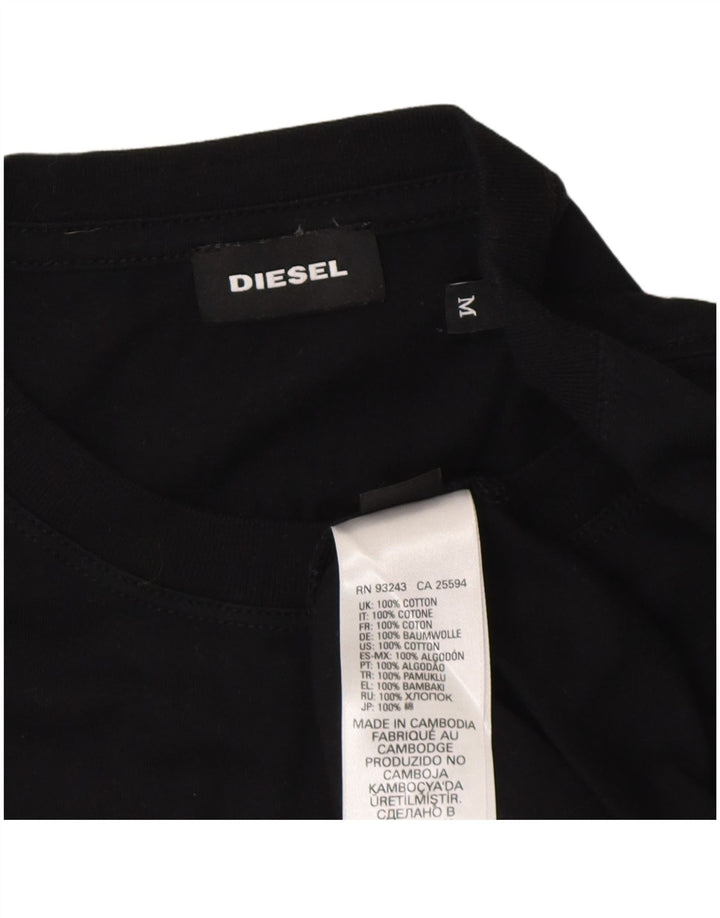 Diesel Herre Grafisk T-Shirt Top Medium Sort Bomuld