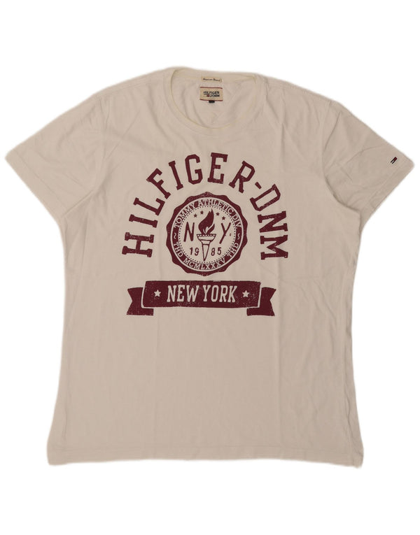 Tommy Hilfiger Herre Grafisk T-Shirt Top XL Hvid