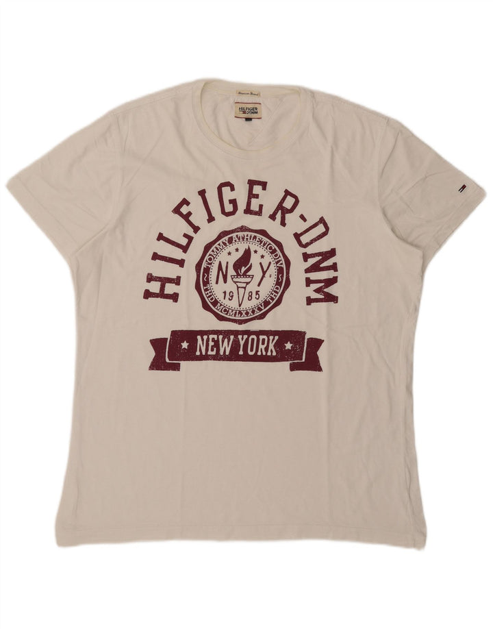 Tommy Hilfiger Herre Grafisk T-Shirt Top XL Hvid
