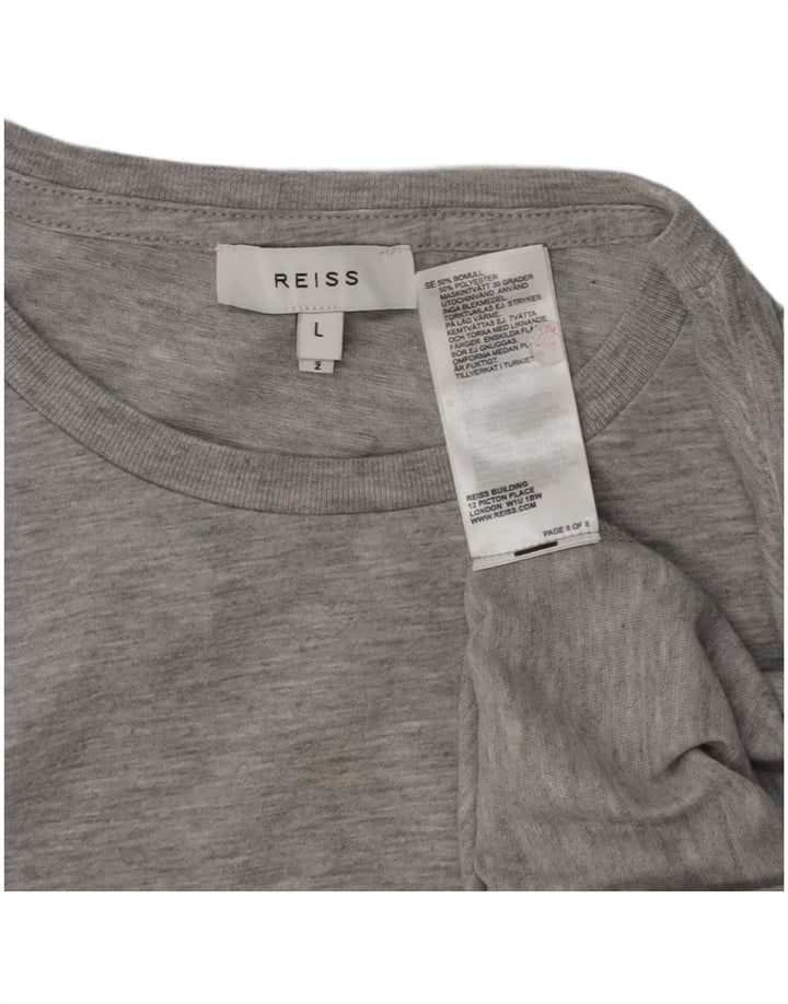 REISS Mens T-Shirt Top Large Grey Cotton
