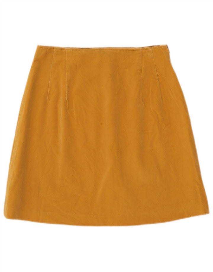 Vintage dame velour mininederdel W26 lille gul