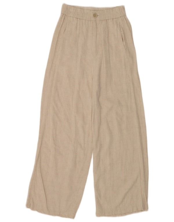 Stradivarius Womens High Waist Wide Leg Casual Trousers XS W24 L24 Beige