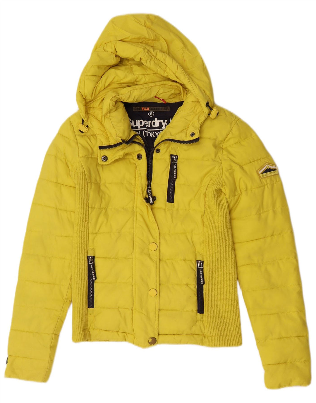 Superdry Polstret hættejakke til kvinder UK 10 Lille gul polyester
