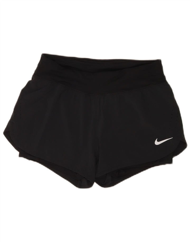 Nike Dame Dri Fit Sports Shorts UK 12 Medium Navy Blue Polyester