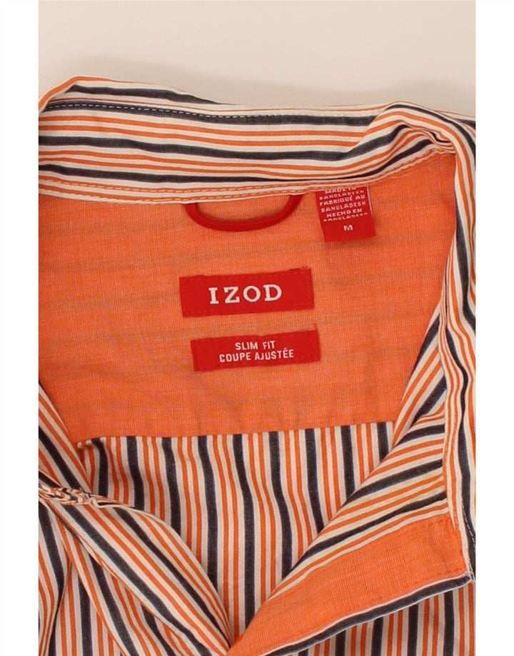 IZOD Mens Slim Fit Shirt Medium Orange Striped Cotton Vintage Izod and Second-Hand Izod from Messina Hembry 