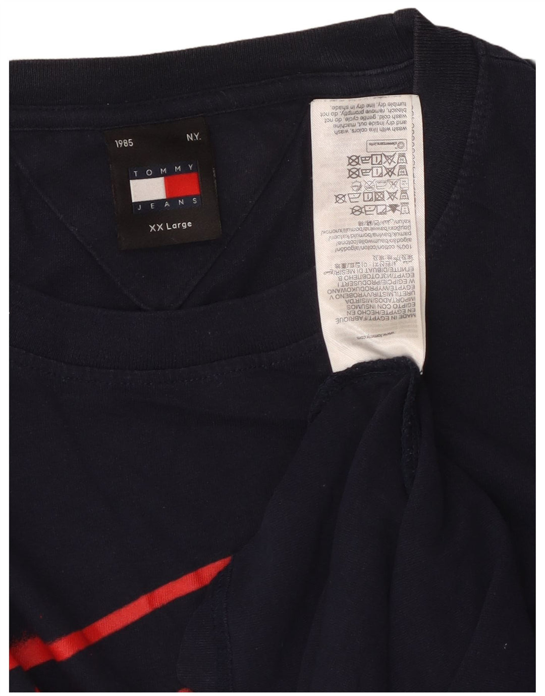 TOMMY HILFIGER Herre grafisk T-shirt top 2XL marineblå bomuld