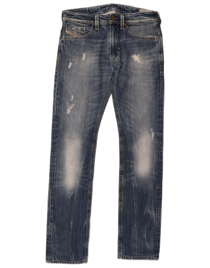 Diesel Herre Distressed Slim Jeans W30 L33 Blå Bomuld