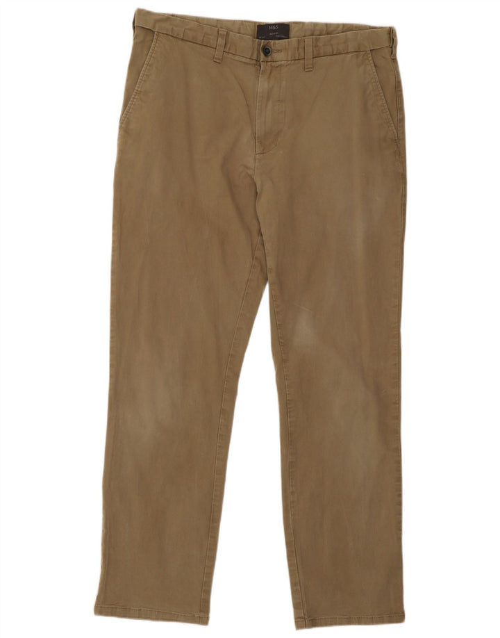 Marks & Spencer Herre Regular Fit Chinobukser W36 L31 Khaki Bomuld