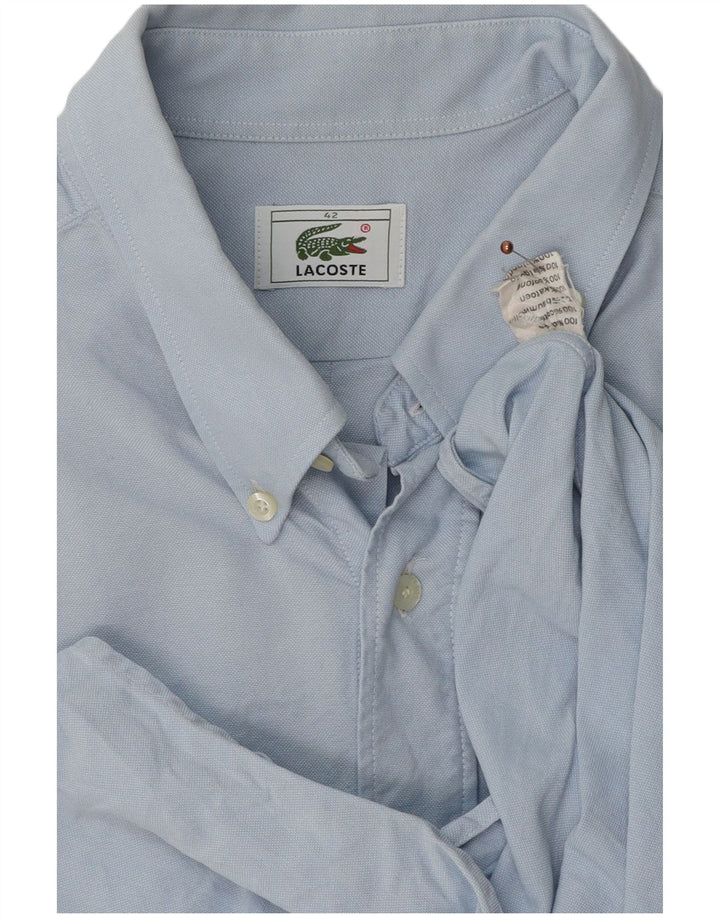 LACOSTE Mens Short Sleeve Shirt Size 42 Large Blue Cotton