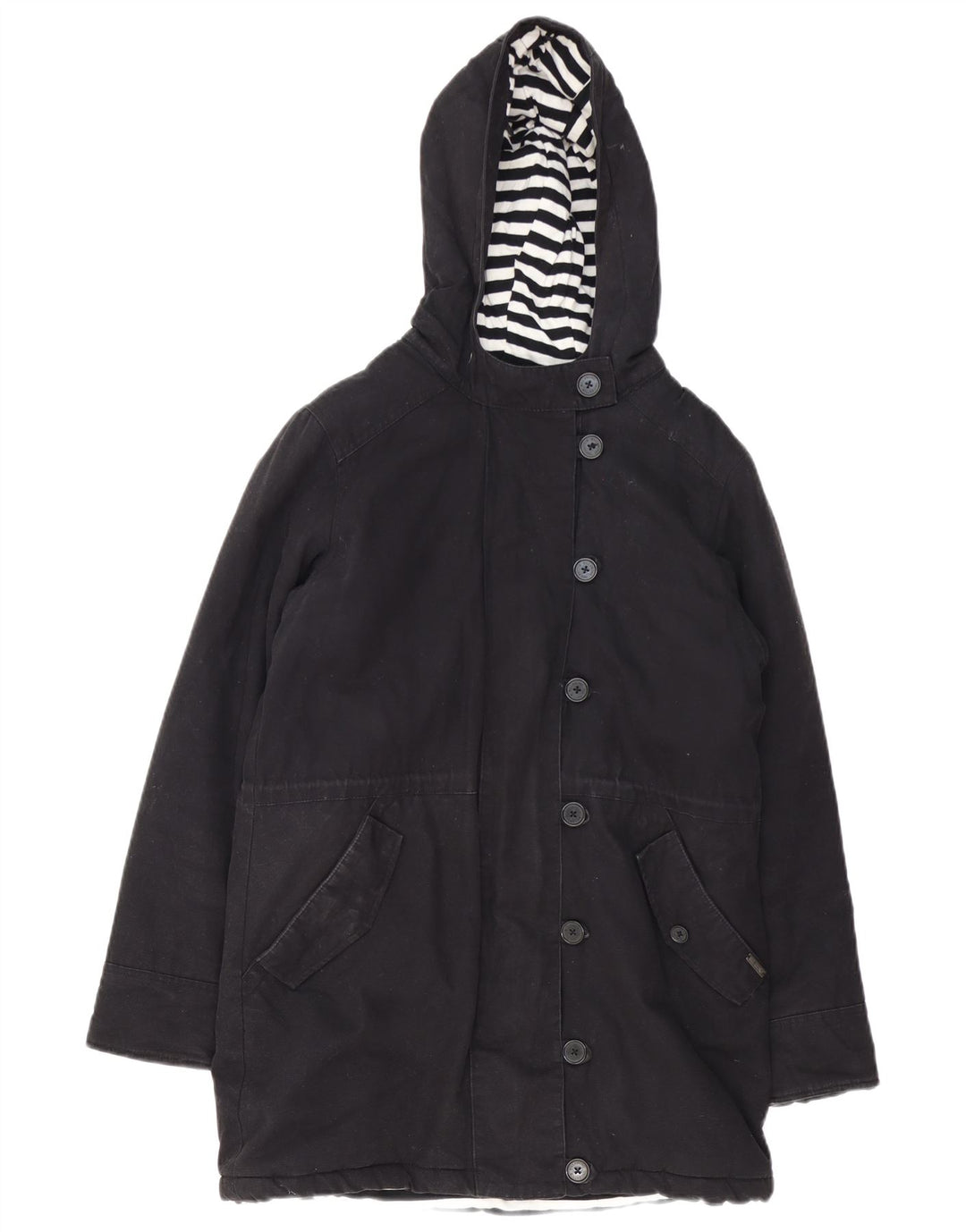 Billabong Dame Hooded Parka Jacket UK 14 Medium Black Bomuld