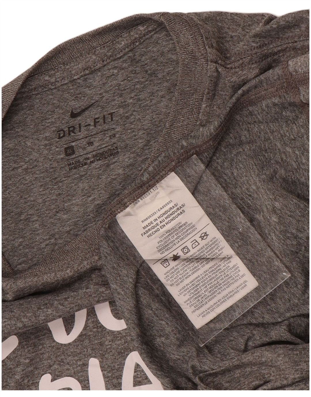 NIKE piger grafisk t-shirt top 13-14 år XL grå flækket polyester