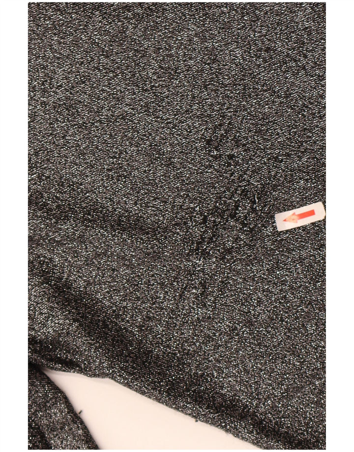 Zara Dame Oversized Top Langærmet UK 10 Lille Sølv Polyamid