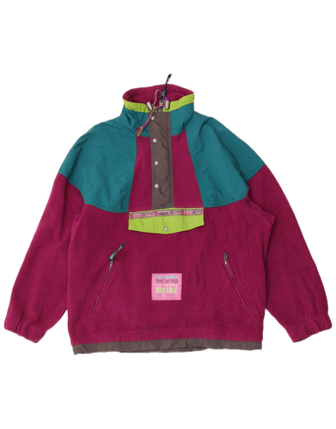 Great Escapes Herre Loose Fit Fleece Jumper Medium Maroon Colourblock