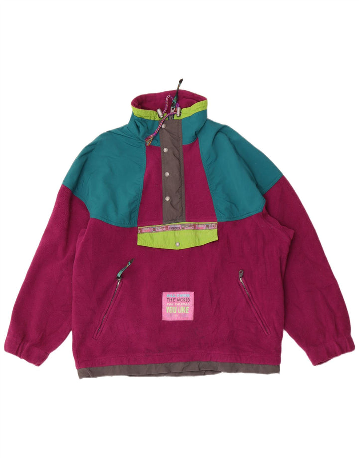 Great Escapes Herre Loose Fit Fleece Jumper Medium Maroon Colourblock