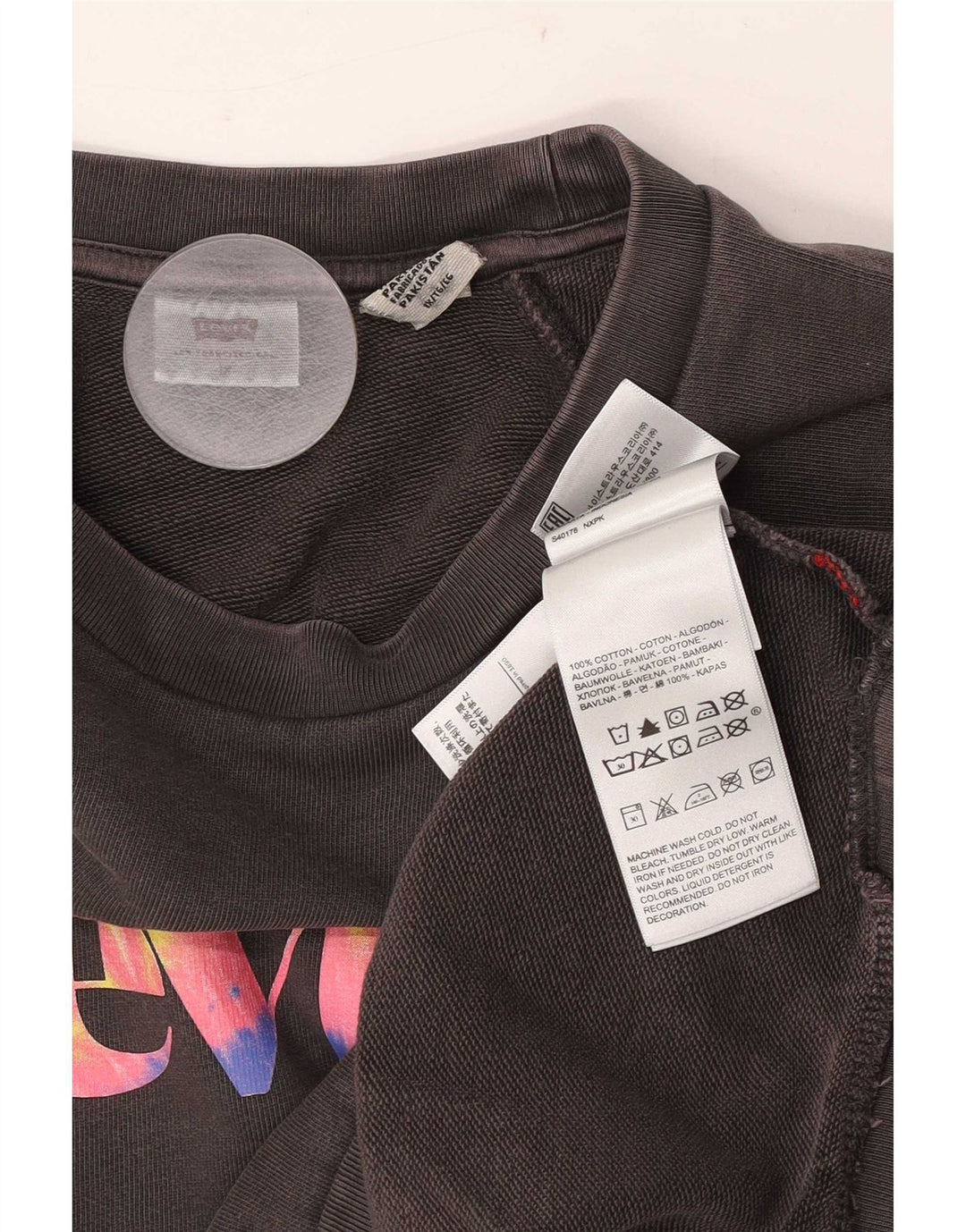 Levi's Grafisk Oversized Sweatshirt-trøje til kvinder UK 18 XL Grå Bomuld