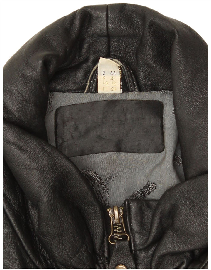 Vintage kvinders oversize læderjakke UK 18 XL sort læder
