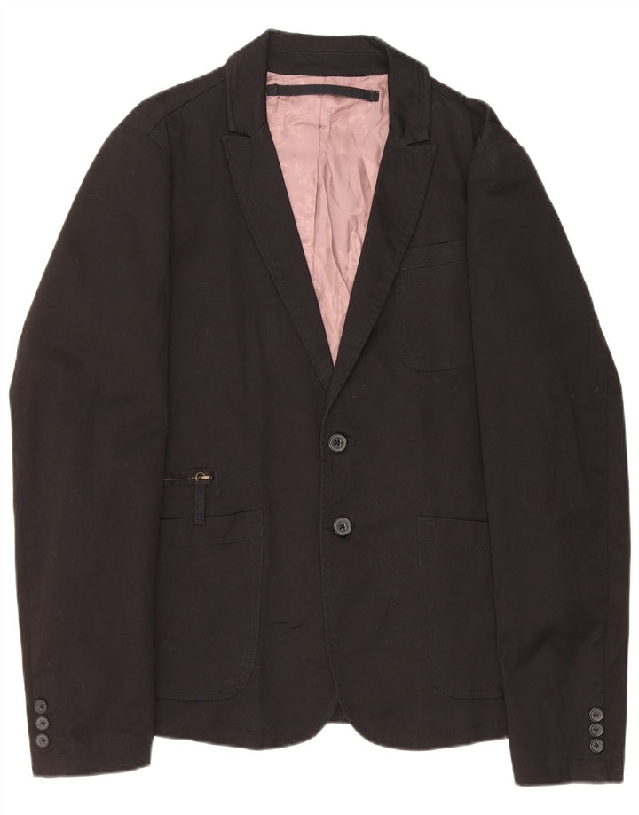Diesel Herre 2 Button Blazer Jacket UK 40 Large Black Bomuld