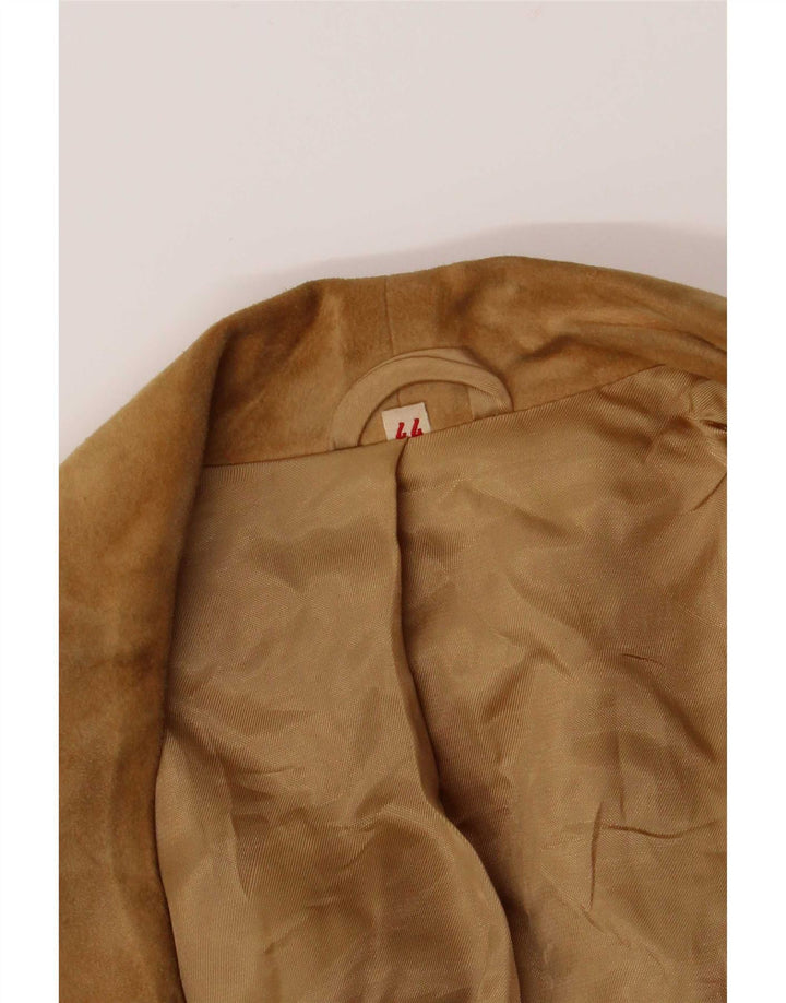 Vintage Dame Dobbeltradet Ruskind Blazer Jacket IT 44 Medium Beige