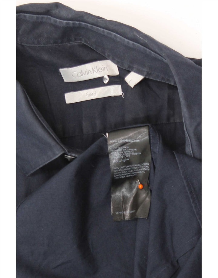 Calvin Klein Herre Fitted Shirt Stor marineblå bomuld